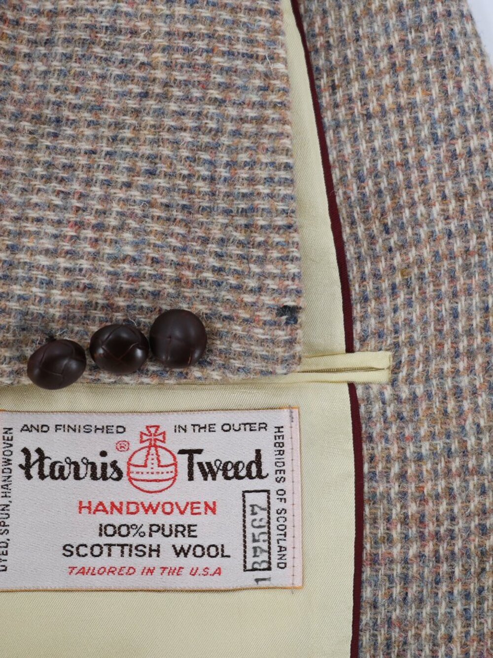 Vintage Harris Tweed Sport Coat Mens 40R Scottsih Wool Houndstooth Made in USA